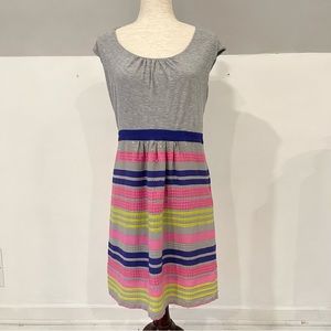 Boden sequined dress - gray with pink and blue stripes size 8